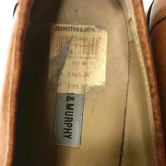 Johnston and Murphy Mens 10M Honey Tan Speckled Slip on Tasseled Leather Loafers - Picture 2 of 10